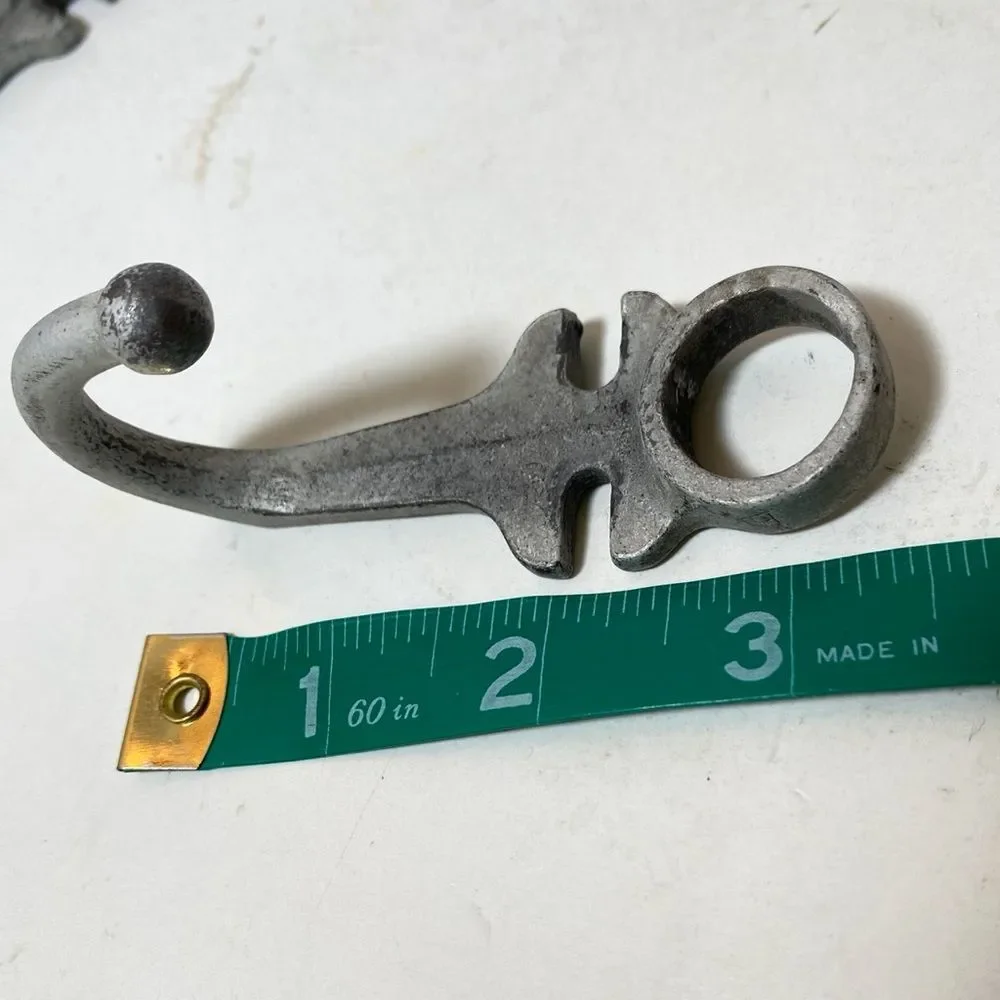 RESTORATIVE HARDWARE 2 ANTIQUE Wrought Iron Farm Style Heavy Duty Hooks Blankets